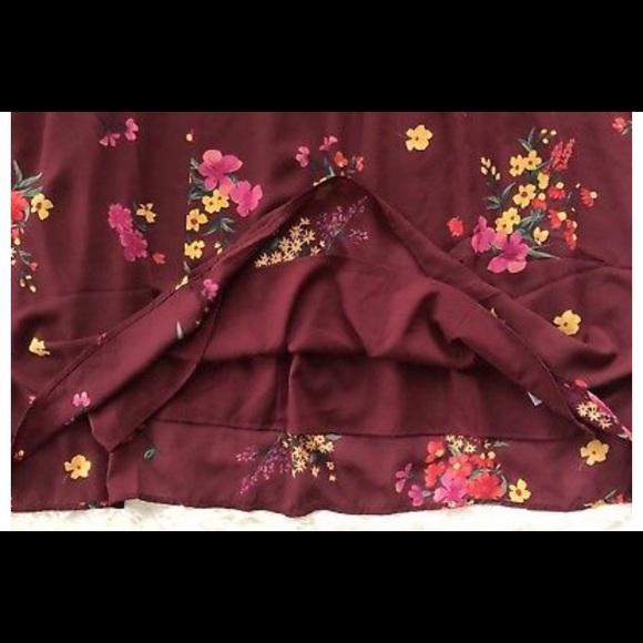 Old Navy Floral-Print Georgette Swing Dress, Maroon - Picture 8 of 9